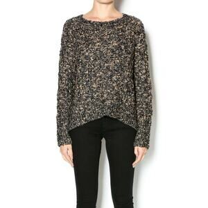 Michael Stars Crop Fisherman Sweater, leather elbow - Size XS